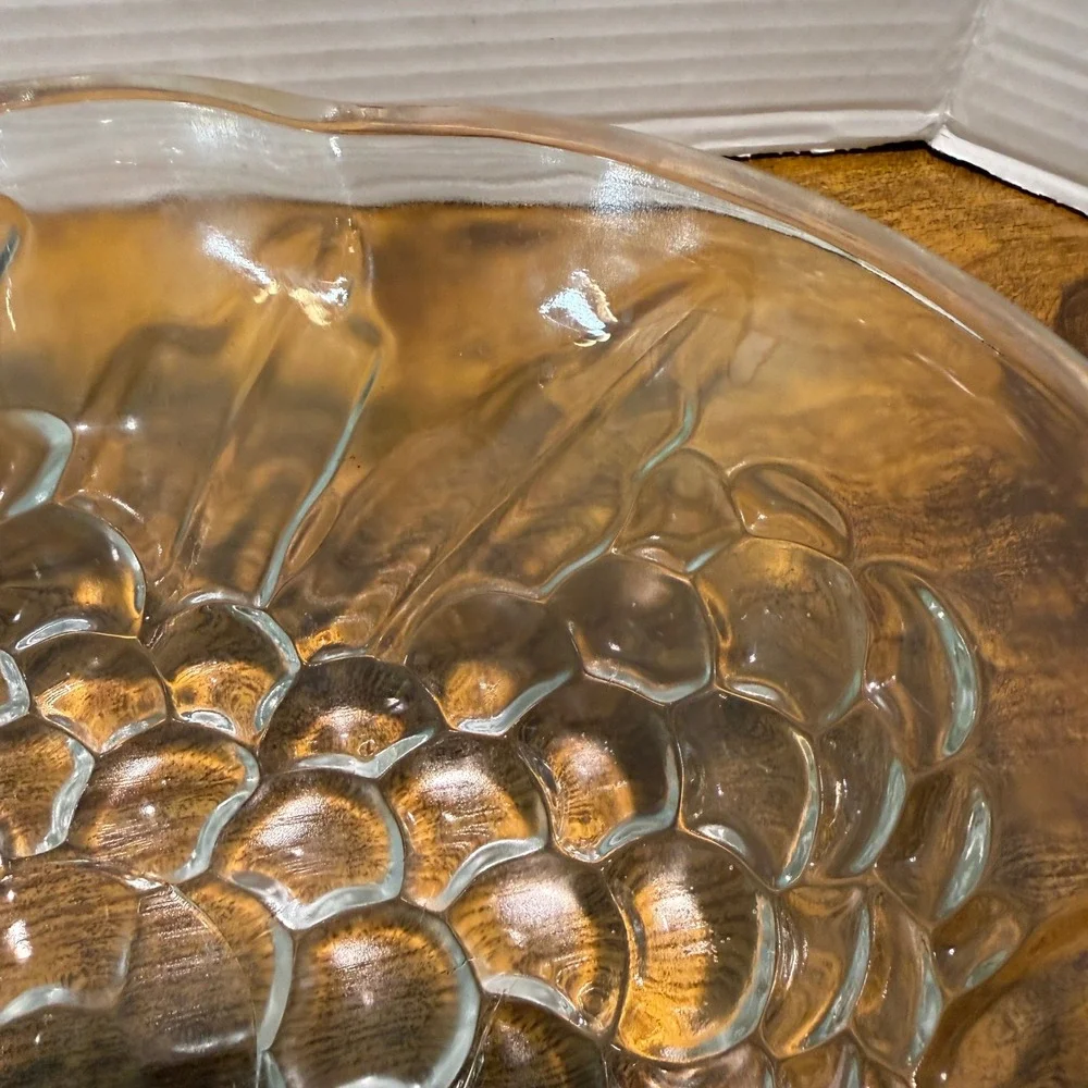 Vtg MCM Clear Glass Grape Cluster Serving 13